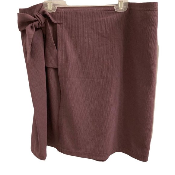 Ann Taylor LOFT Outlet Womens Brown Casual Skirt 10 with Side Tie NEW - Picture 2 of 4